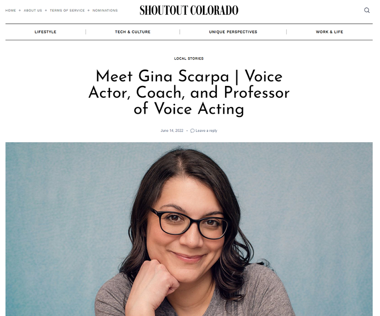 Shoutout Colorado interview with Gina Scarpa about the world of voiceover